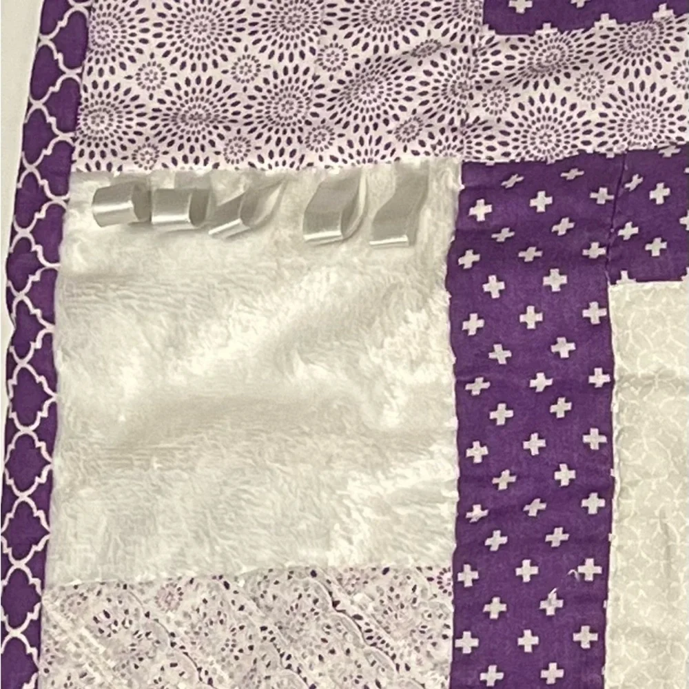 Vintage Homemade Baby Quilt Purple